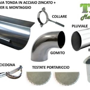 kit grondaia tonda in acciaio